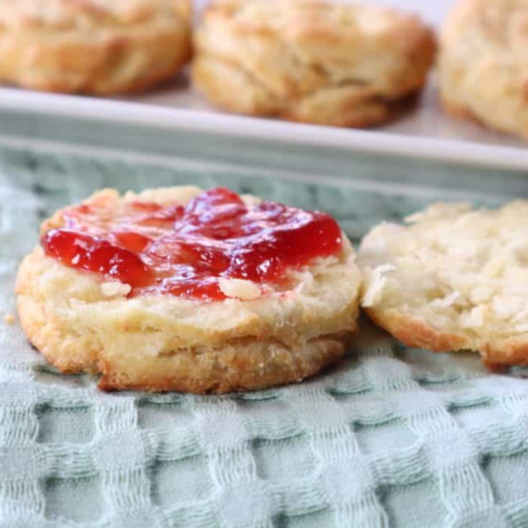 Homemade Copycat McDonald's Biscuits, golden brown and fluffy, served fresh from the air fryer.