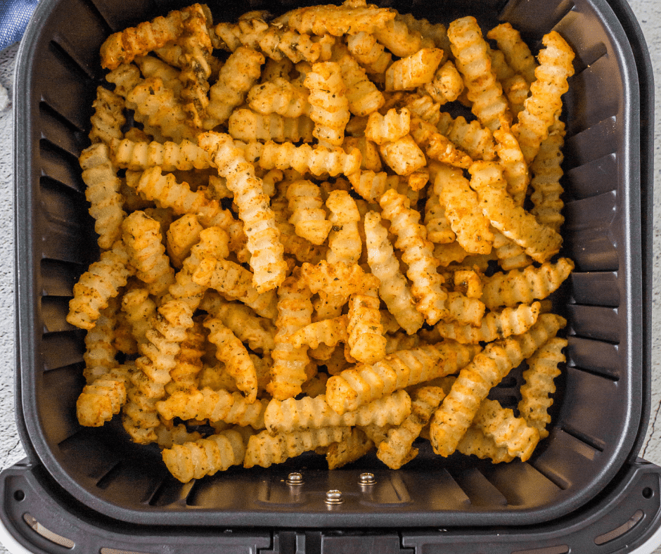 seasoned crinkle fries in air fryer basket