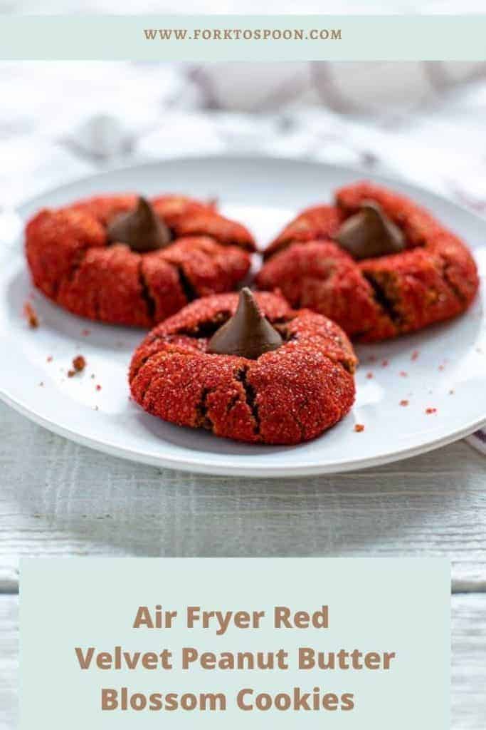 Air Fryer Red Velvet Peanut Butter Blossom Cookies