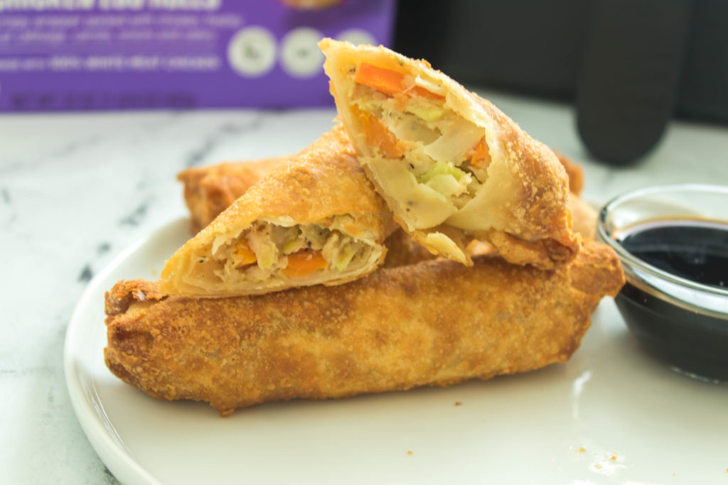 frozen egg rolls cooked and ready to serve