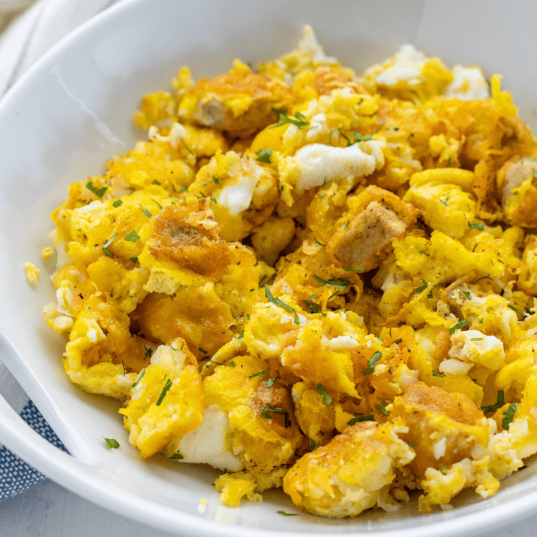 Chick-Fil-A Breakfast Bowl with scrambled eggs, crispy chicken, hash browns, and fresh toppings