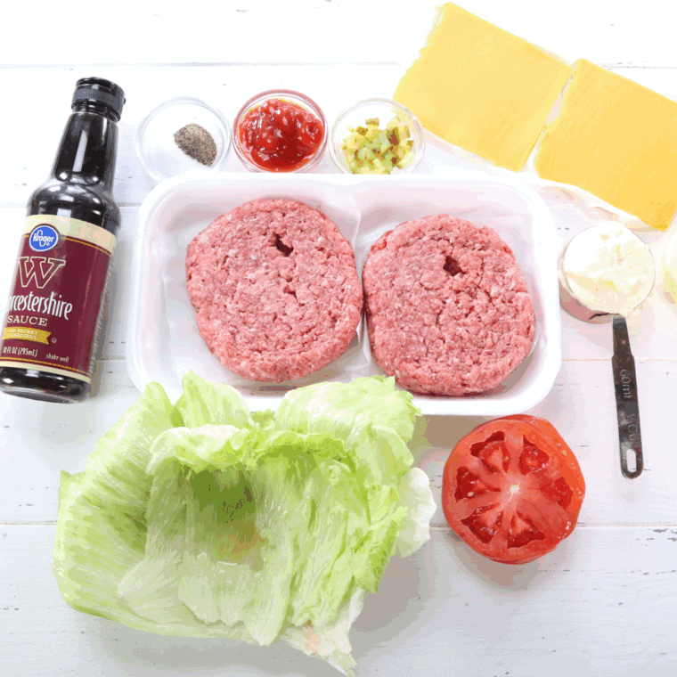 Ingredients needed for In-N-Out Spread on kitchen table.