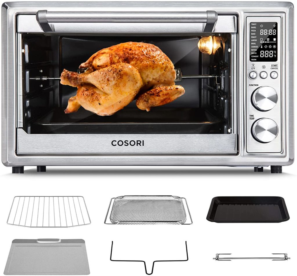 COSORI Air Fryer Toaster Oven, 12-in-1 Countertop Convection Oven Combo with Rotisserie, Stainless Steel 32QT, 6-Slice Toast, 13-inch Pizza