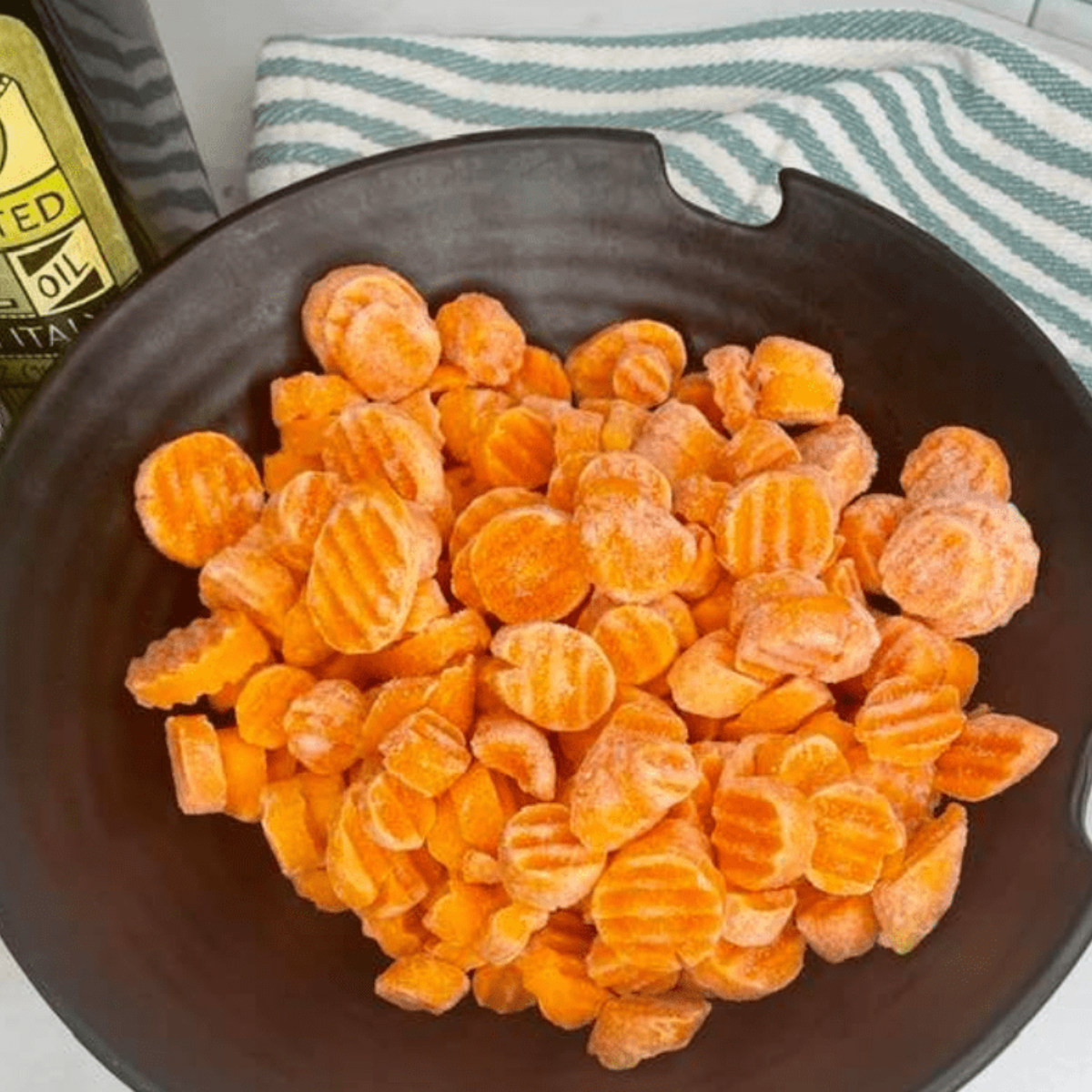 Seasoned Air Fryer Frozen Carrots cooked to perfection.