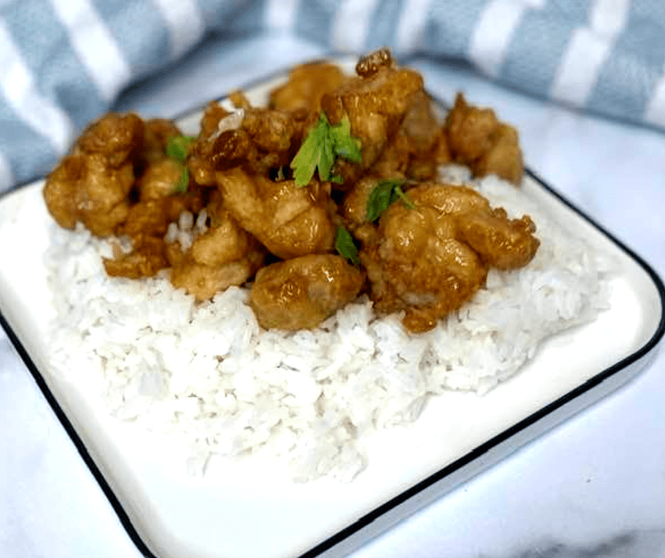 Air Fryer Trader Joe's Mandarian Orange Chicken on Plate