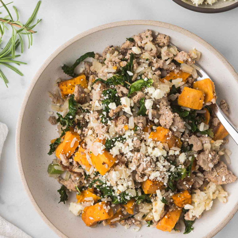 Cooked ground turkey served on a plate, seasoned and perfectly browned, showcasing a delicious air fryer meal.