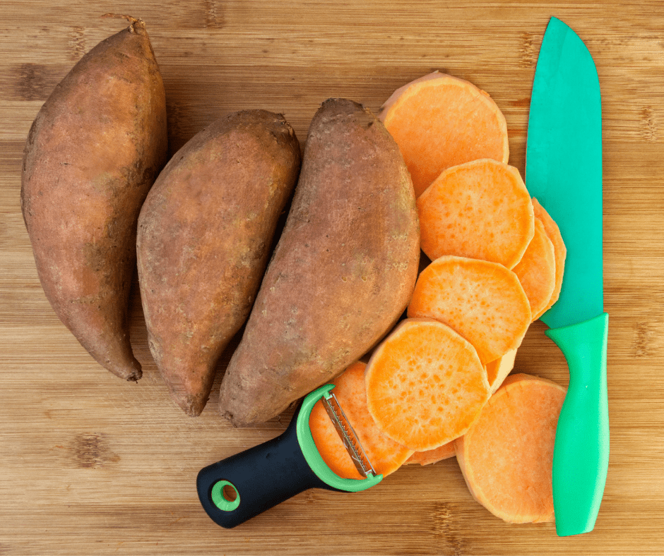 Mexican Air Fryer Sweet Potatoes ingredients on cutting board.