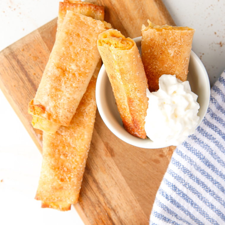 Air Fryer Pumpkin Cheesecake Egg Rolls