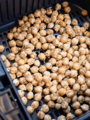 Air Fryer Spicy Garlic Roasted Chickpeas