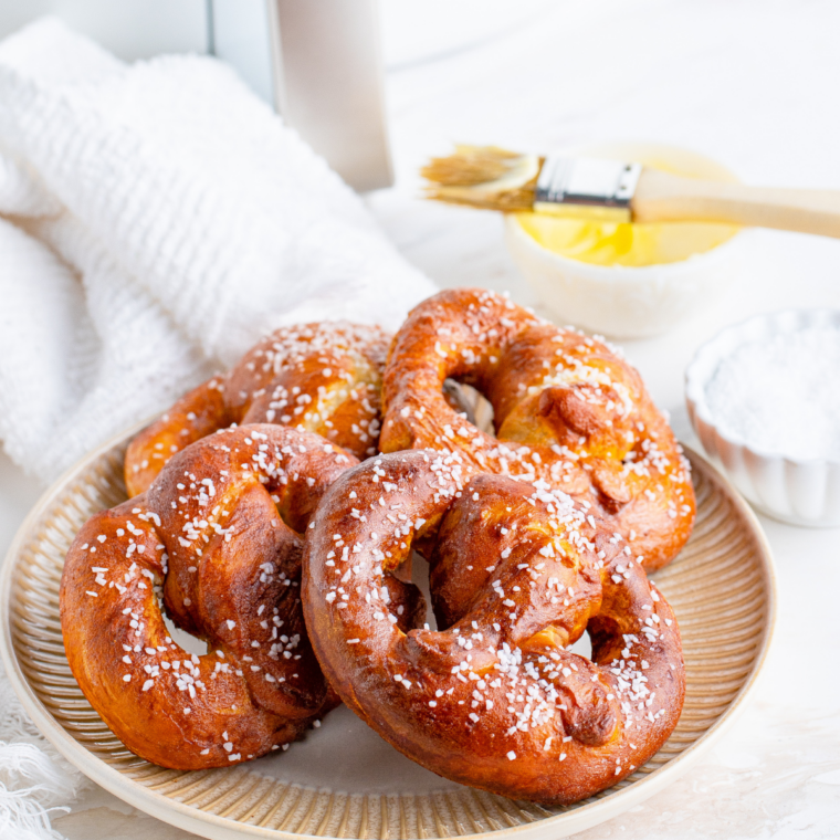 Plate of pretzels.