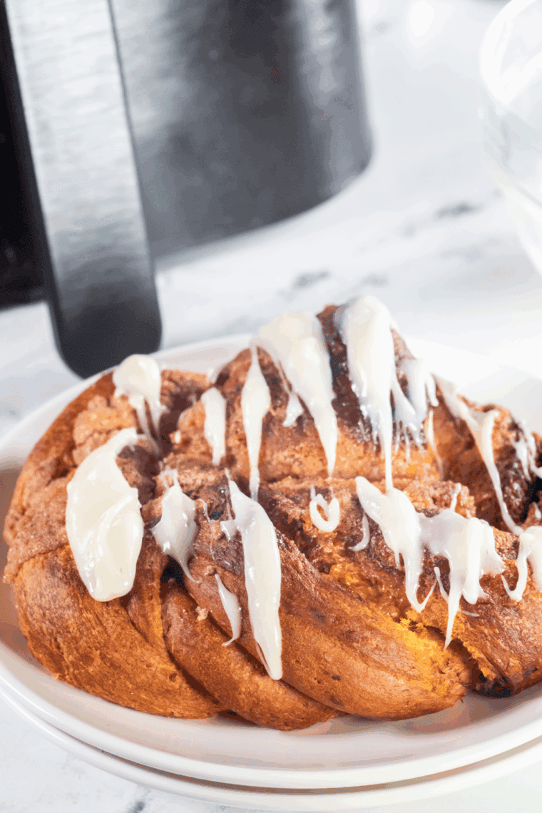 golden brown pumpkin spice bread twist made in the air fryer