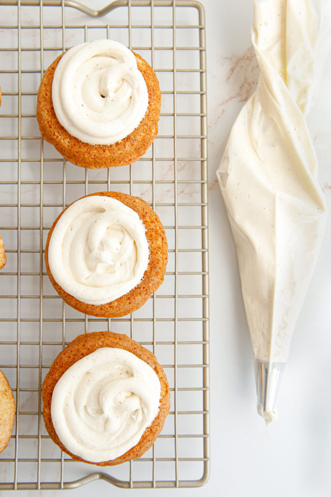 Apple Pie Spice Drop Cookies Frosted and put on wire rack.