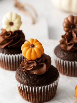 Air Fryer Chocolate Pumpkin Cupcakes