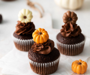 Air Fryer Chocolate Pumpkin Cupcakes