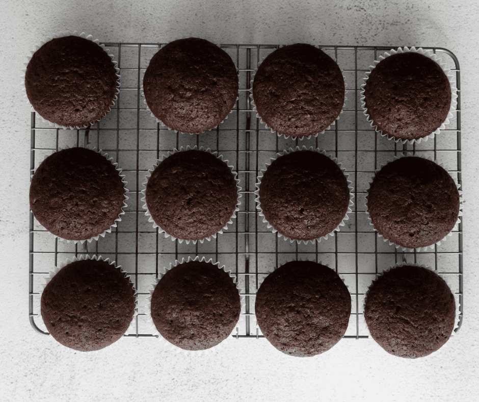 Air Fryer Chocolate Pumpkin Cupcakes