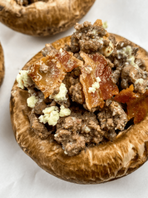 Air Fryer Blue Bacon Stuffed Mushrooms