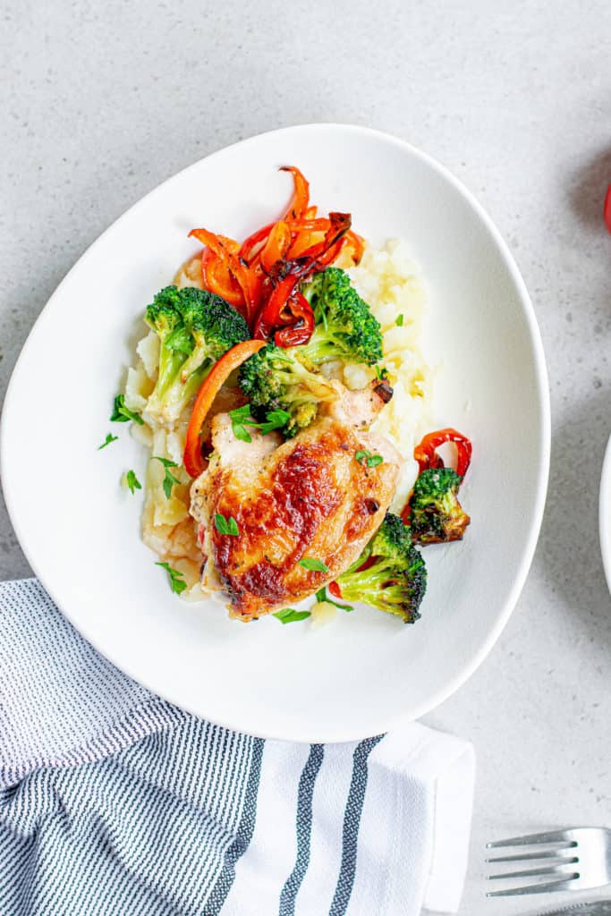 You can reheat chicken thighs in an air fryer if they have skin or are skinless.