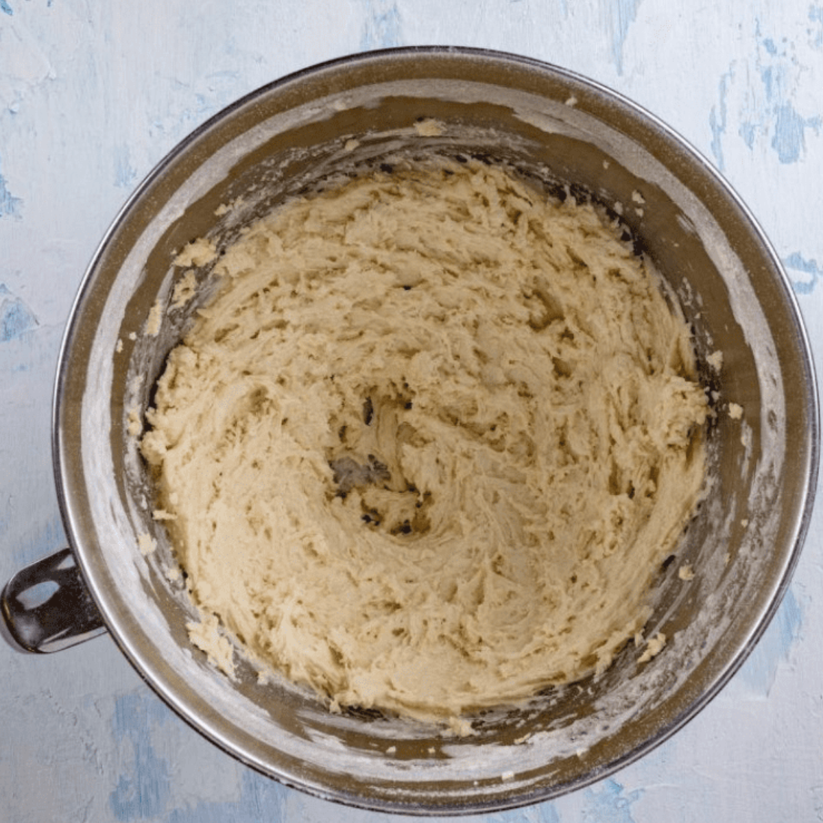 Heavy cream and vanilla stirred into the flour mixture to form a shaggy scone dough