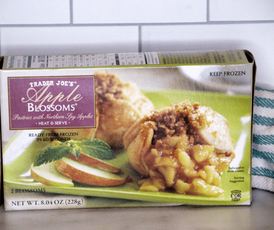 Ingredients Needed For Air Fryer Frozen Apple Blossoms Trader Joe's Box on Table