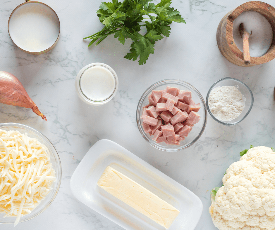 Ingredients Needed For Air Fryer Cheesy Cauliflower Bake