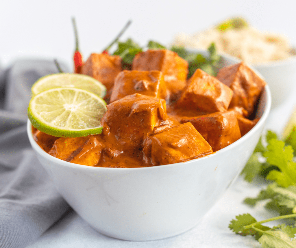 Air Fryer Curry Tofu in Bowl
