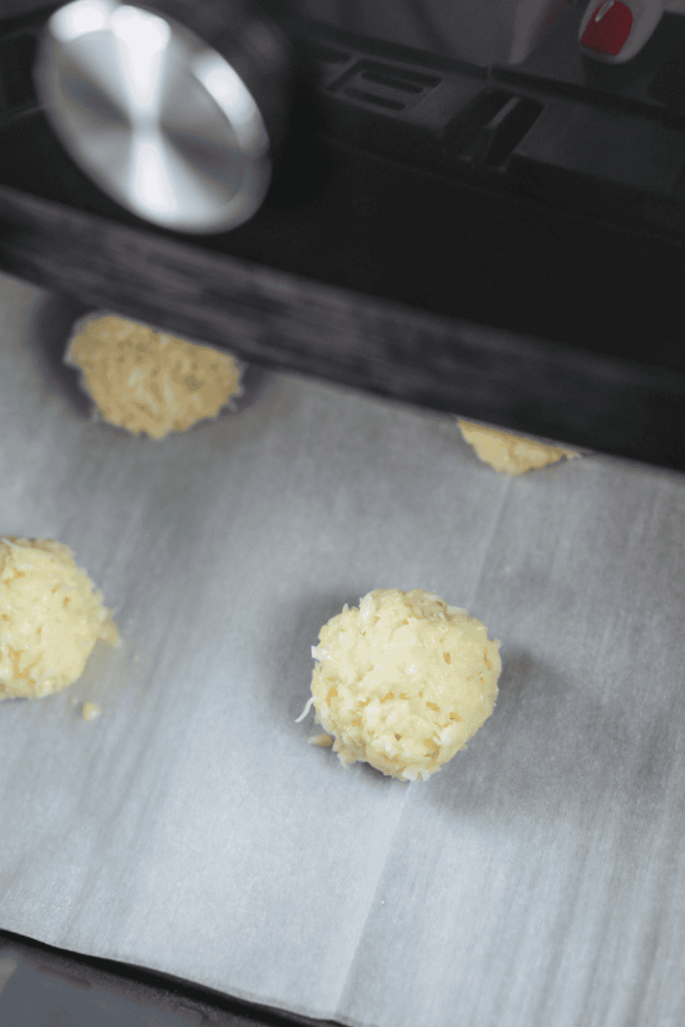 Line air fryer basket with parchment paper and add batter.