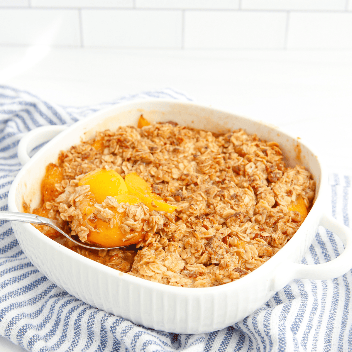 Air Fryer Peach Crumble