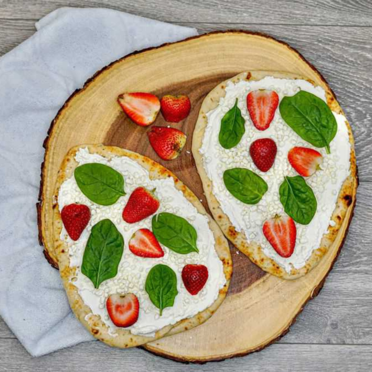 Air Fryer Strawberry, Spinach, Ricotta & Goat Cheese Flat Bread (2)