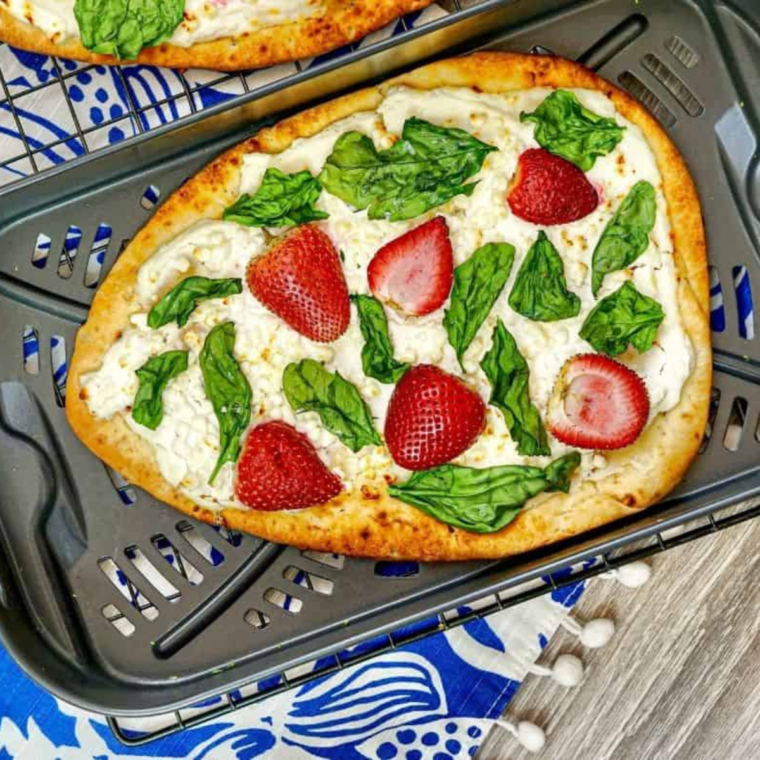 Air Fryer Strawberry, Spinach, Ricotta & Goat Cheese Flat Bread (2)
