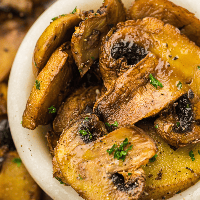 Texas Roadhouse Sautéed Mushrooms in a buttery garlic sauce.