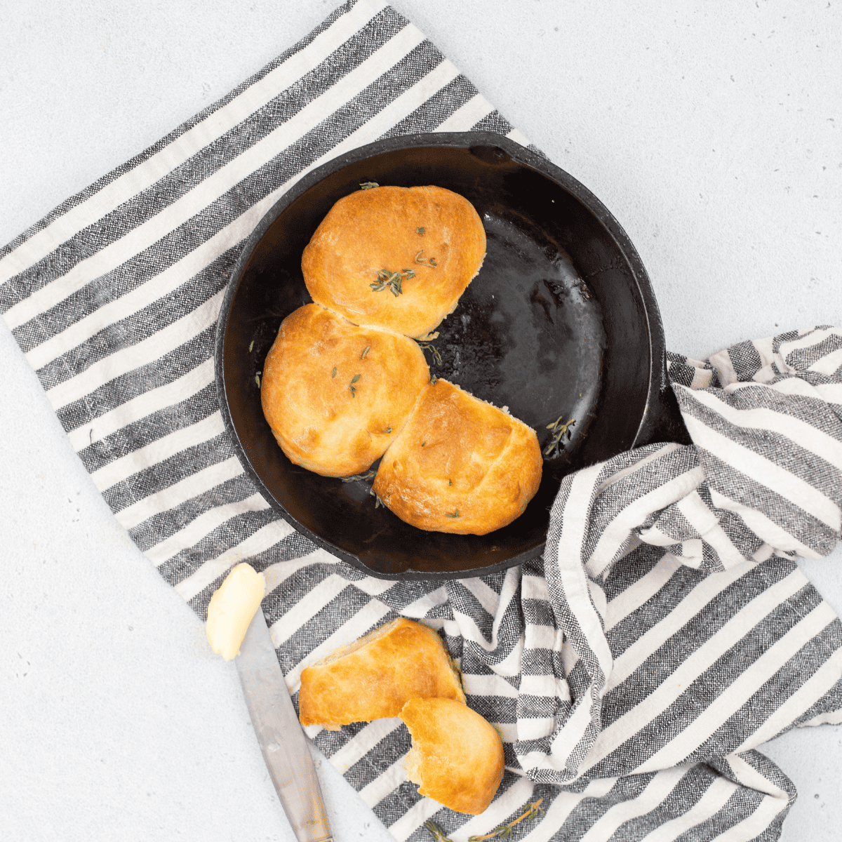 Golden, fluffy Air Fryer Potato Rolls freshly cooked and served.