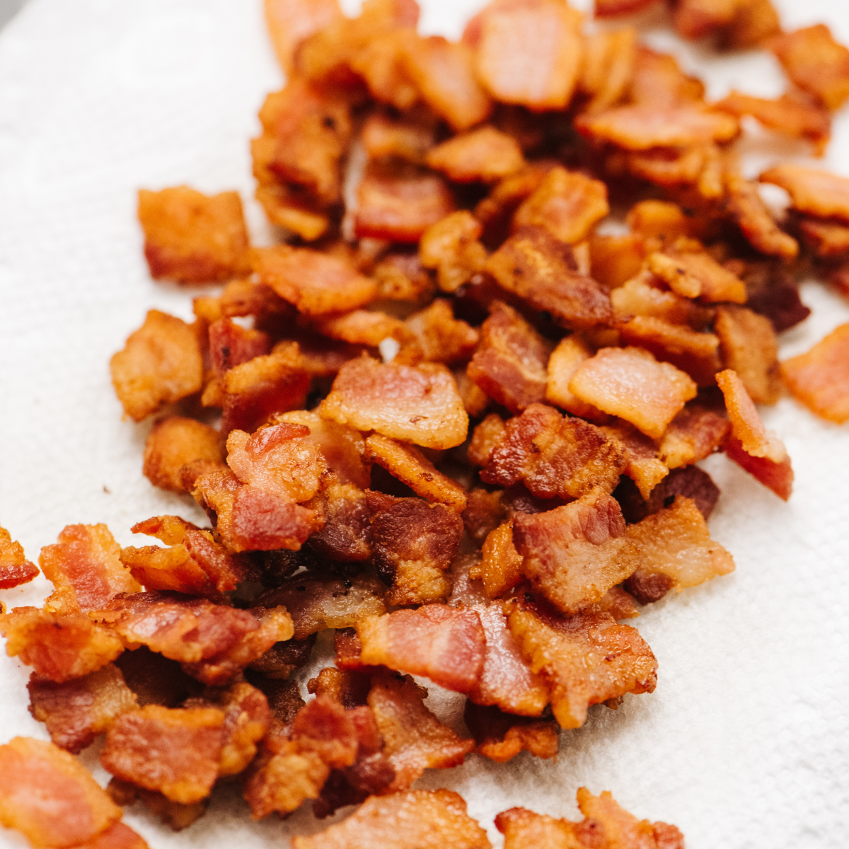 Air Fryer Homemade Bacon Bits on plate.