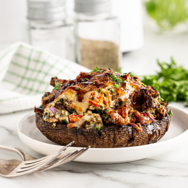 Air Fryer Stuffed Porobello Mushrooms