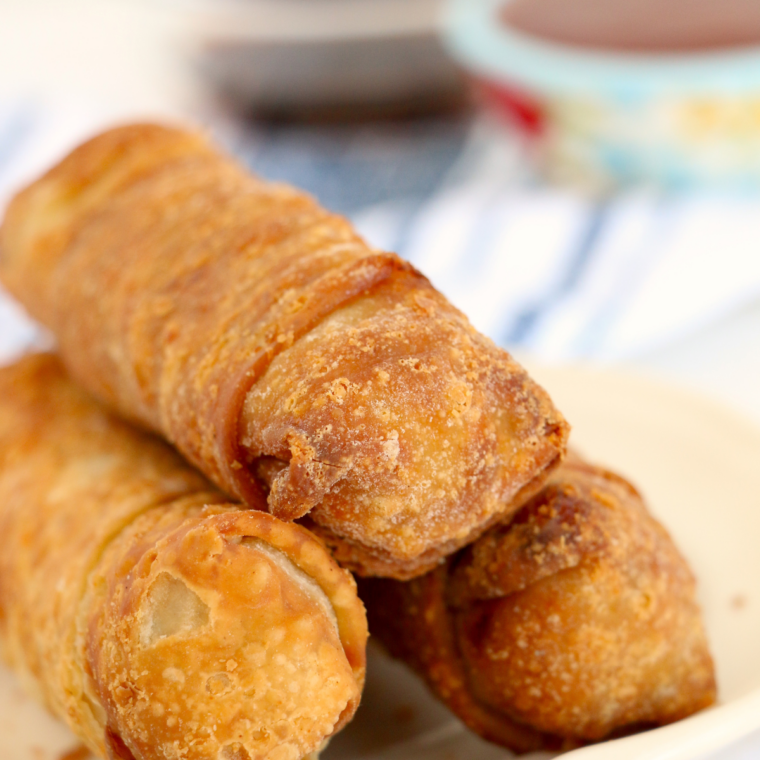Plate of Chung's egg rolls cooked in the air fryer