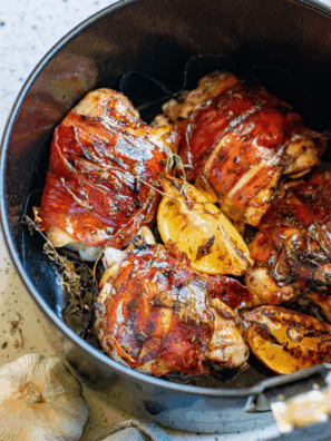 Easy Air Fryer Bacon Wrapped Chicken Thighs