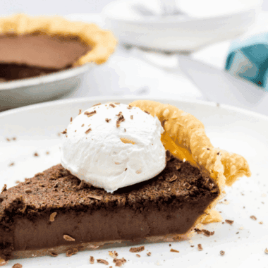 Golden Corral-style chocolate chess pie with a fudgy chocolate filling in a flaky crust.