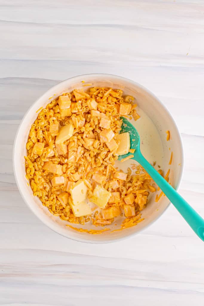 Ingredients Needed For Instant Pot Cracker Barrel Mac and Cheese in A bowl