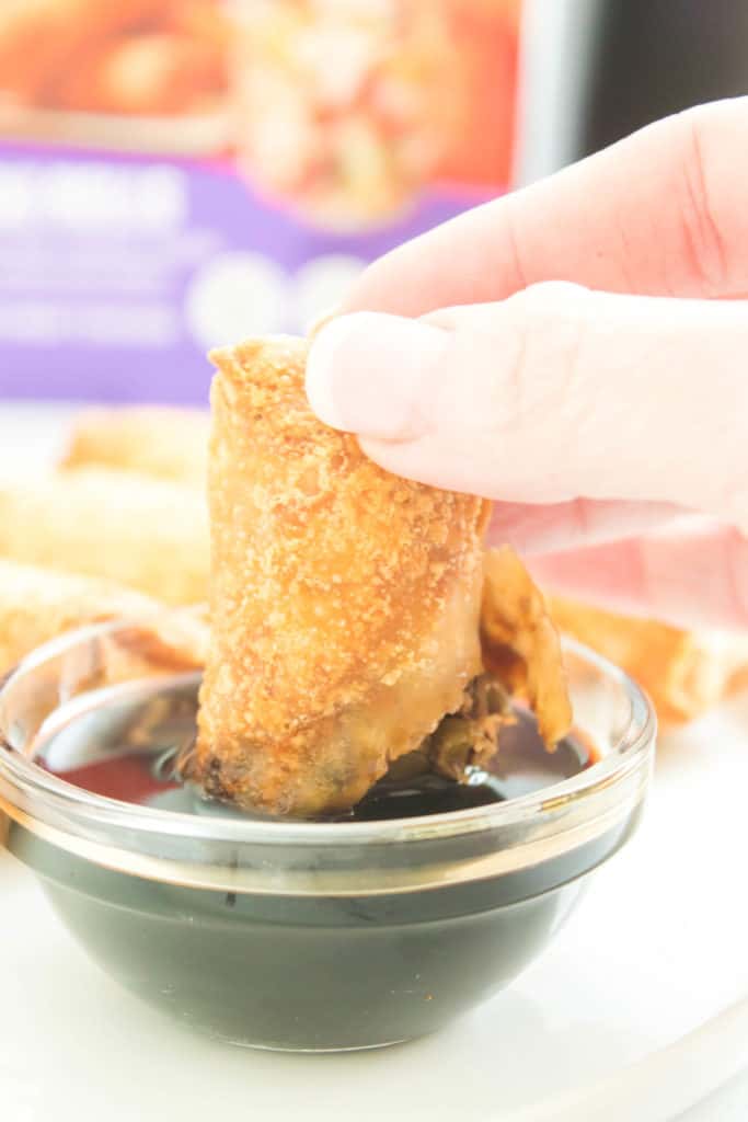 Pork Egg Rolls Cooked with Dipping Sauce in Bowl