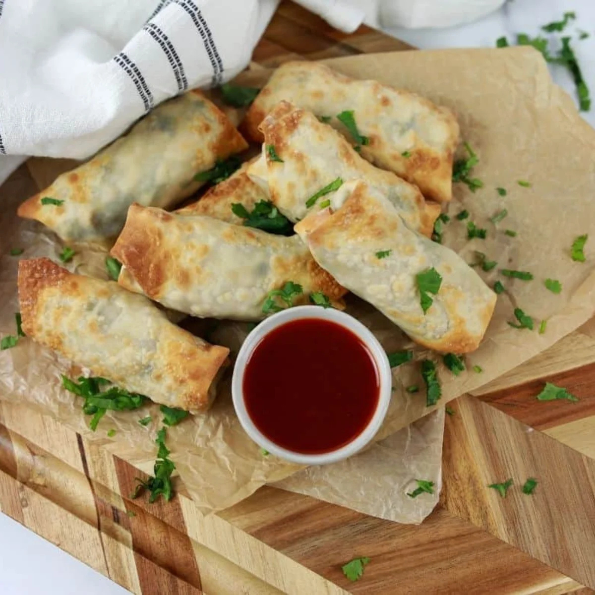 Crispy Air Fryer Chicken Cilantro Egg Rolls
