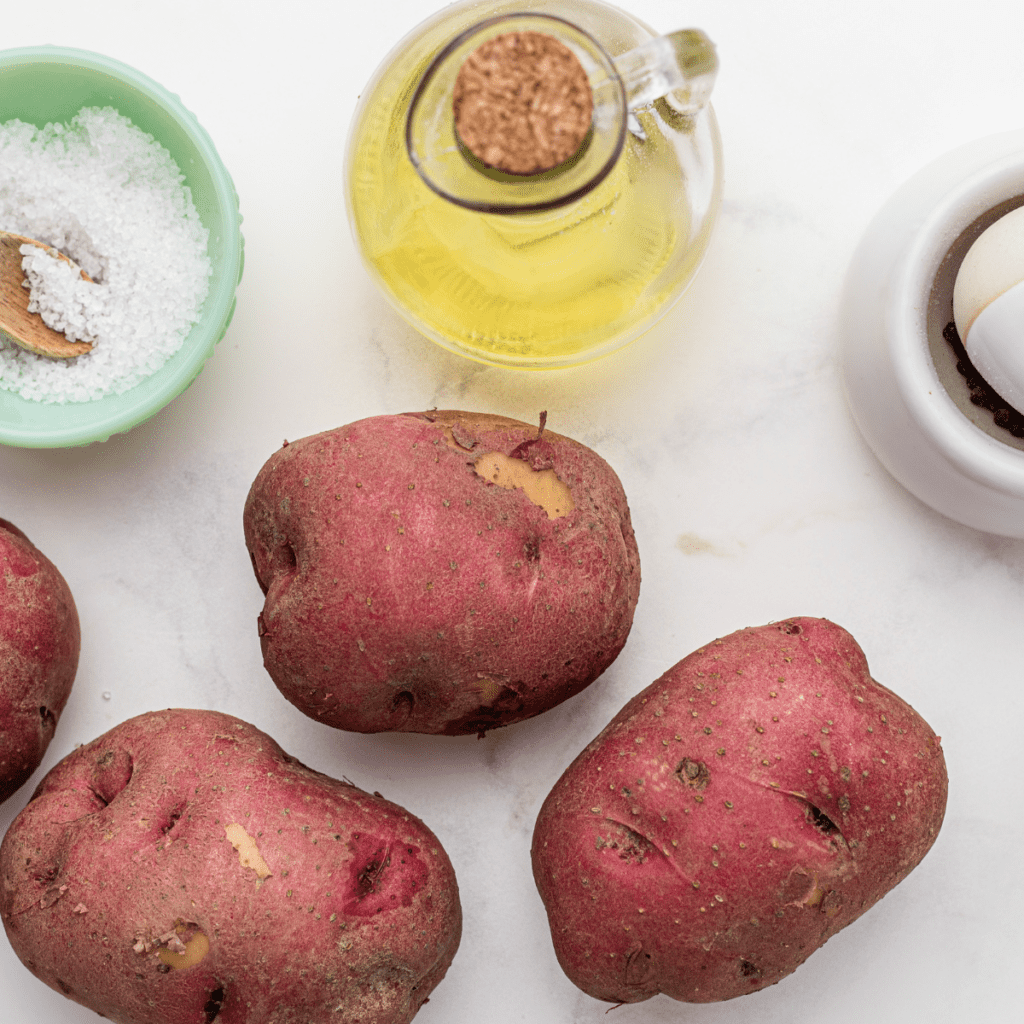 Ingredients Needed For Ninja Foodi Red Potatoes on kitchen table.