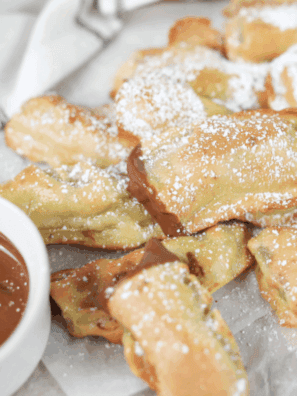 Golden Air Fryer Banana Pancake Dippers served on a plate, ready to eat