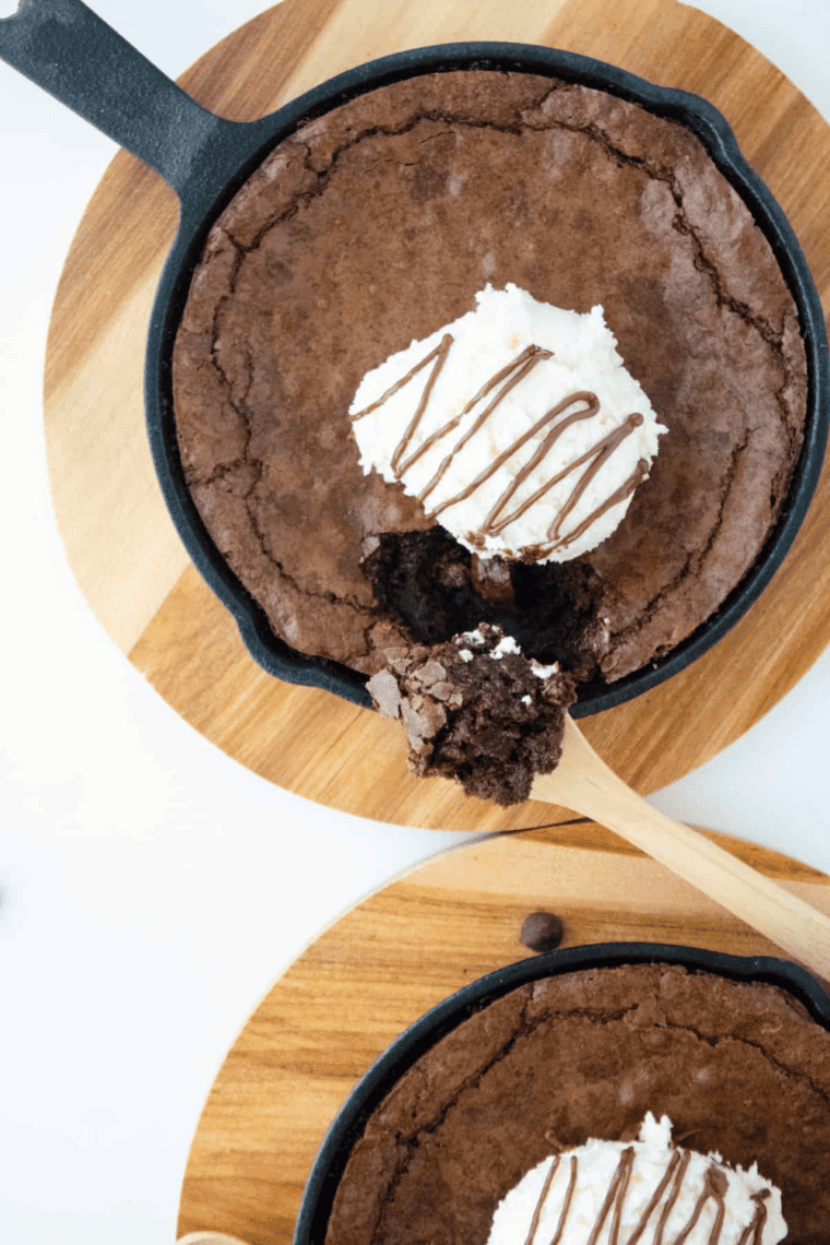 Close-up of fudgy Nutella brownies showing melty chocolate pockets