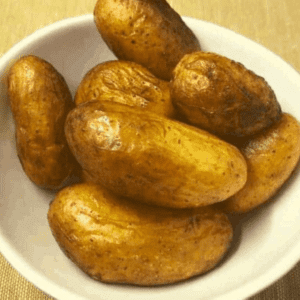 Easy to prepare, and so much faster than a traditional baked potato, due to their size, and with the air fryer, they will take about half as long as the oven. Nothing better than a steak and potato meal, and with the BBQ season coming up, I wanted to give you some options for side dishes. This is one of my favorites; easy and absolutely delicious. If you are looking for even more Air Fryer Side Dishes, some of my favorites are AIR FRYER WEIGHT WATCHERS SWEET POTATOES, AIR FRYER OVEN GOLD RANCH POTATOES, AIR FRYER SYRACUSE SALTED POTATOES, and HOW TO MAKE EASY HASSELBACK POTATOES IN YOUR AIR FRYER.