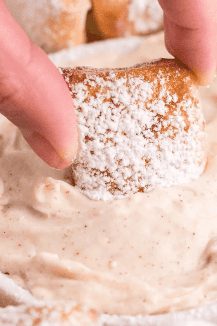 Bowl of glossy vanilla sweet glaze dipping sauce