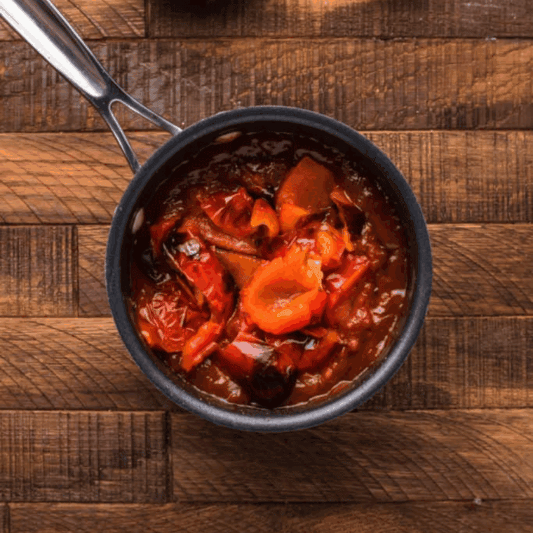 Finish sauce in the saucepan.