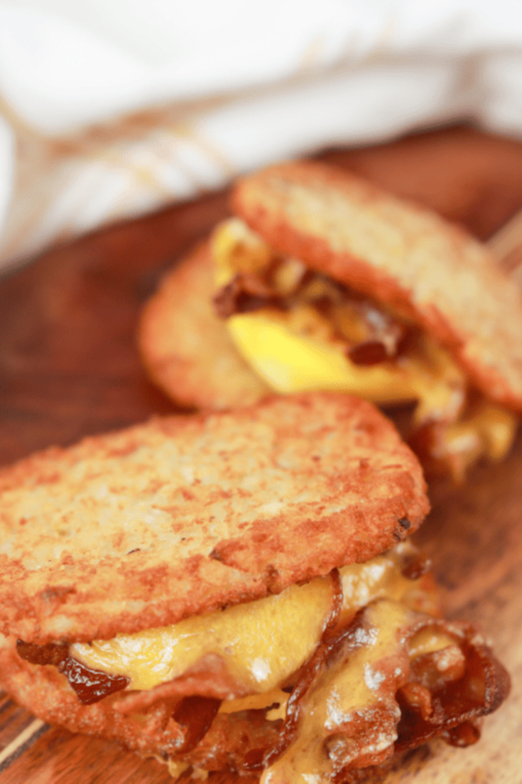 Trader Joe’s frozen hash brown patties cooked in air fryer until golden and crispy McDonald’s-style in just 10 minutes for easy breakfast