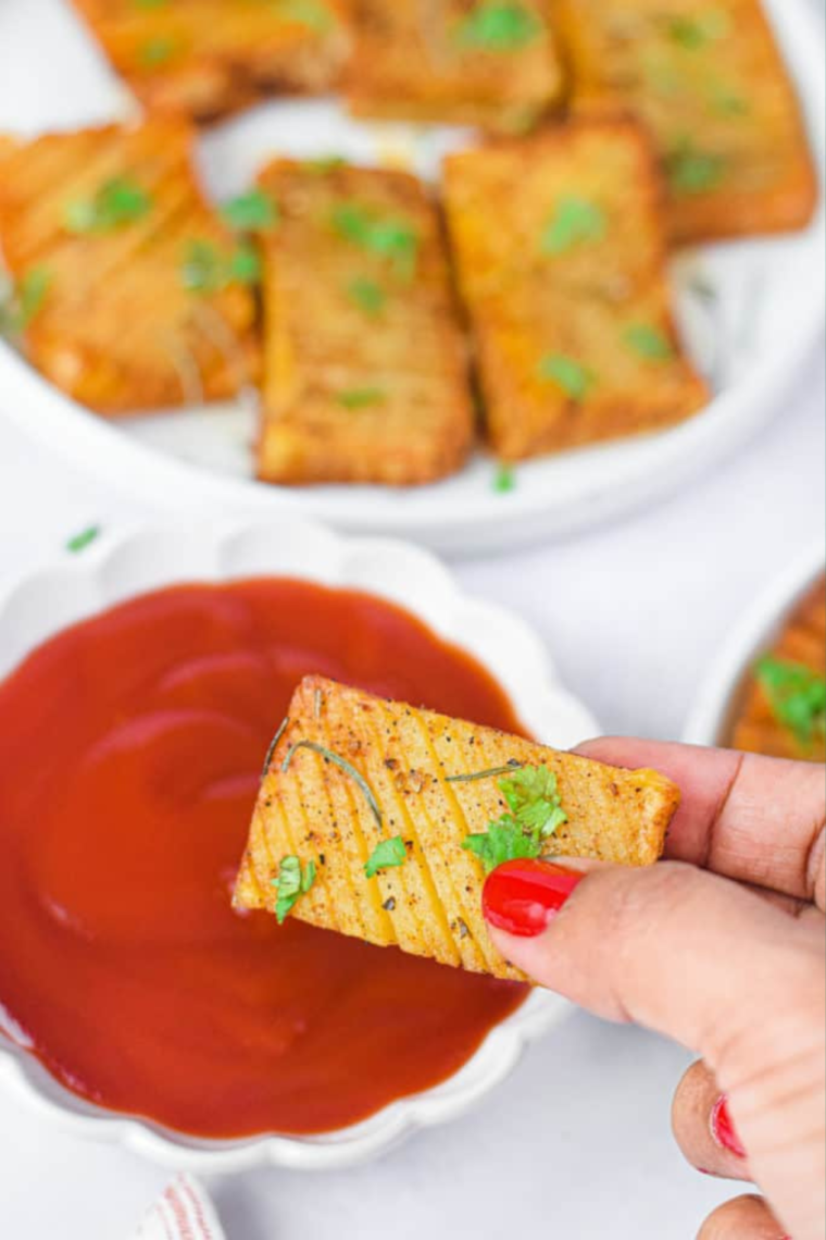 Close-up of Air Fryer Accordion Potatoes