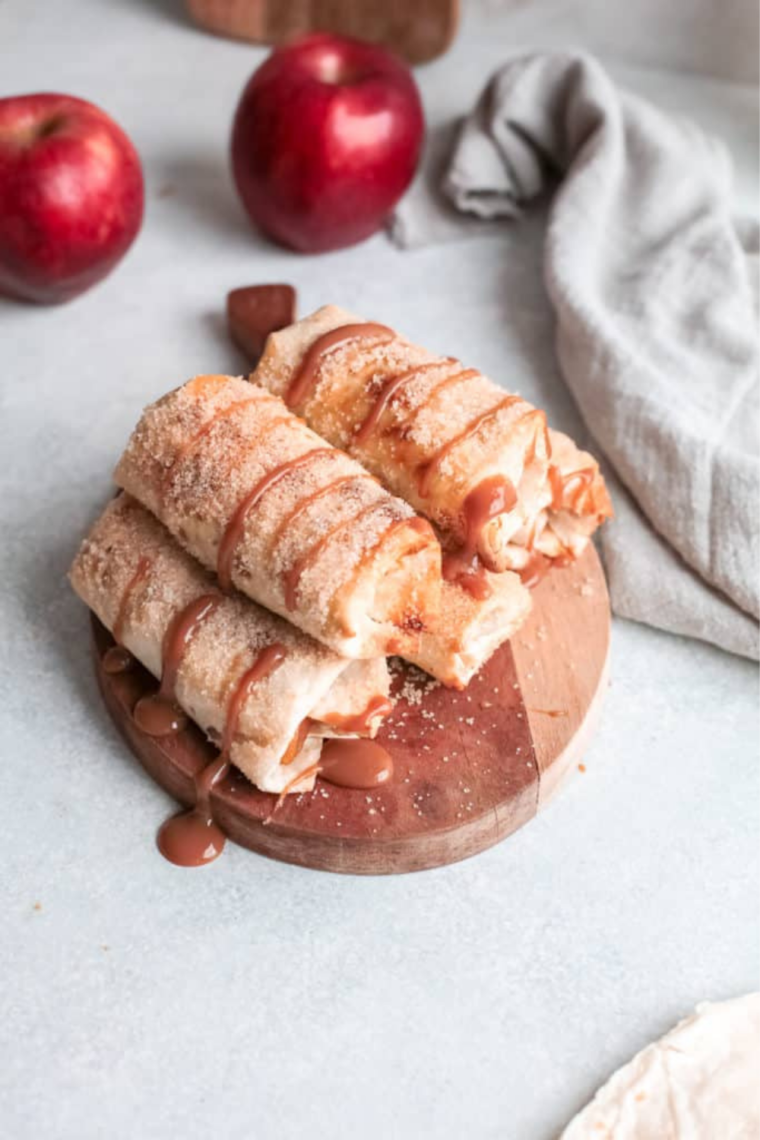 Air Fryer Caramel Apple Flautas