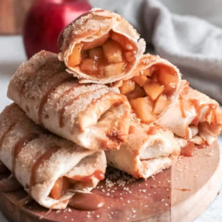 Air Fryer Caramel Apple Flautas