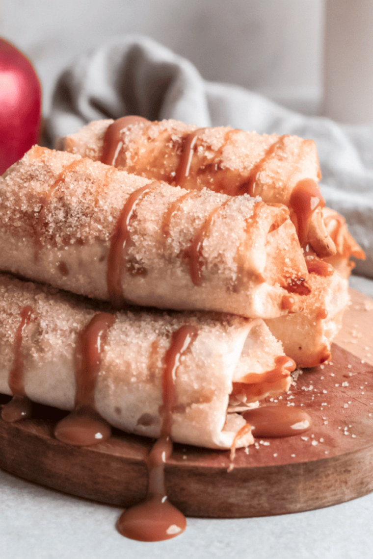 Air Fryer Caramel Apple Flautas